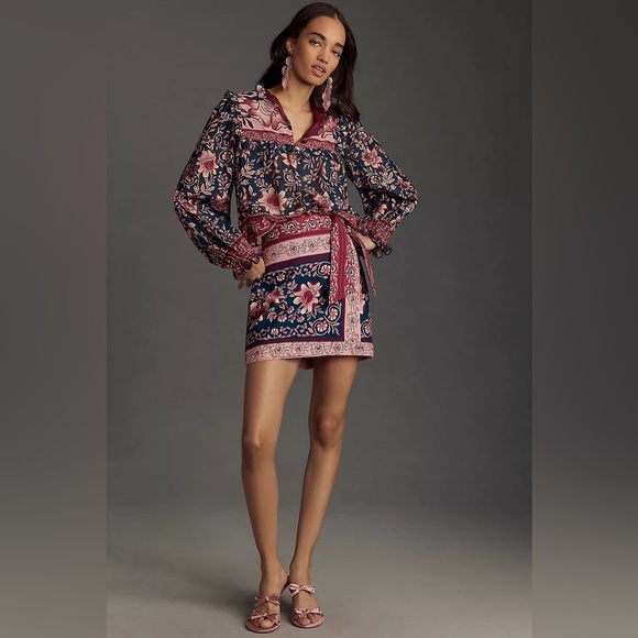 Farm Rio Ainika Charm Overlapped Denim Mini Skirt - Picture 2 of 5